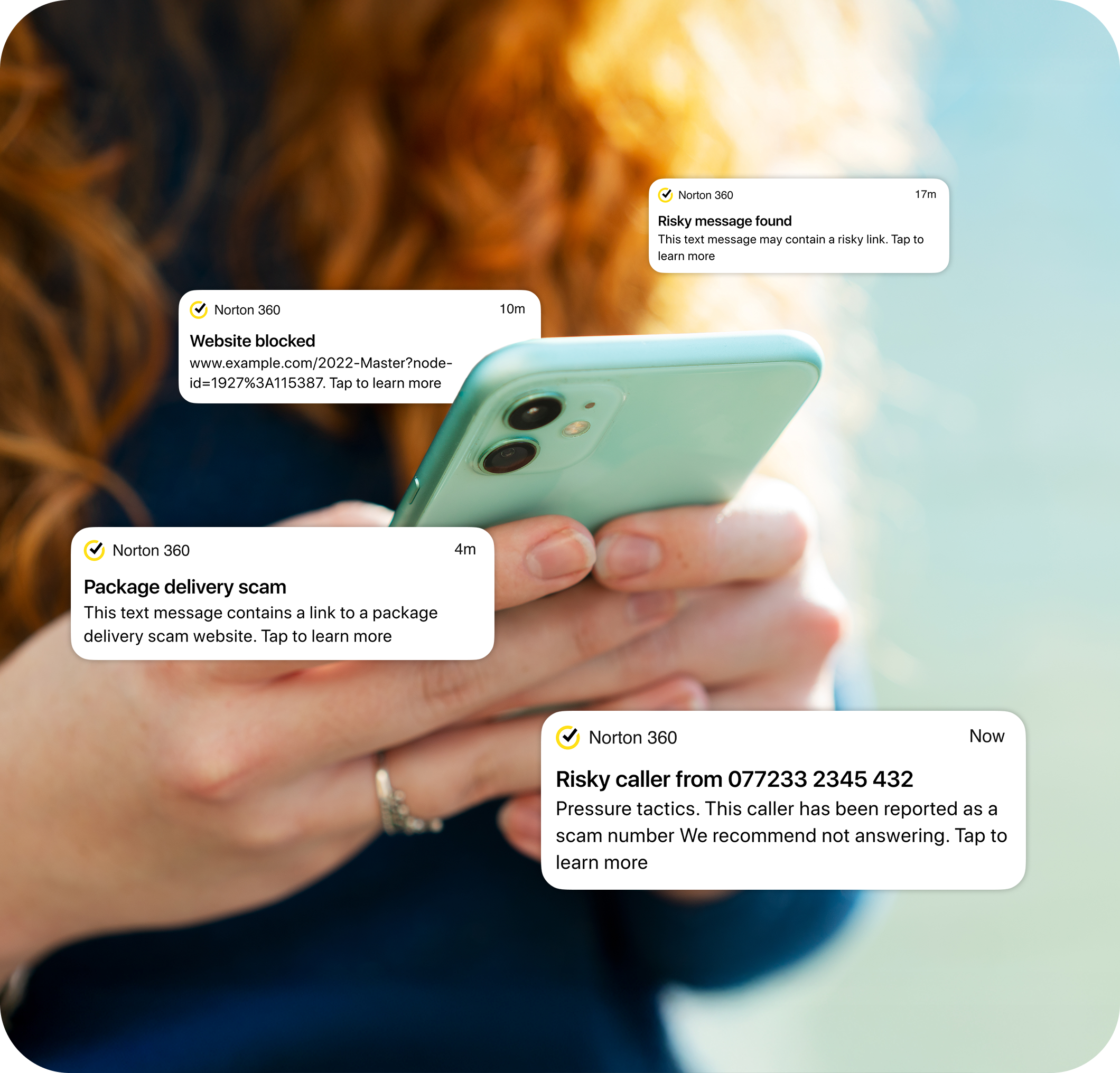 person looking at LifeLock app on phone