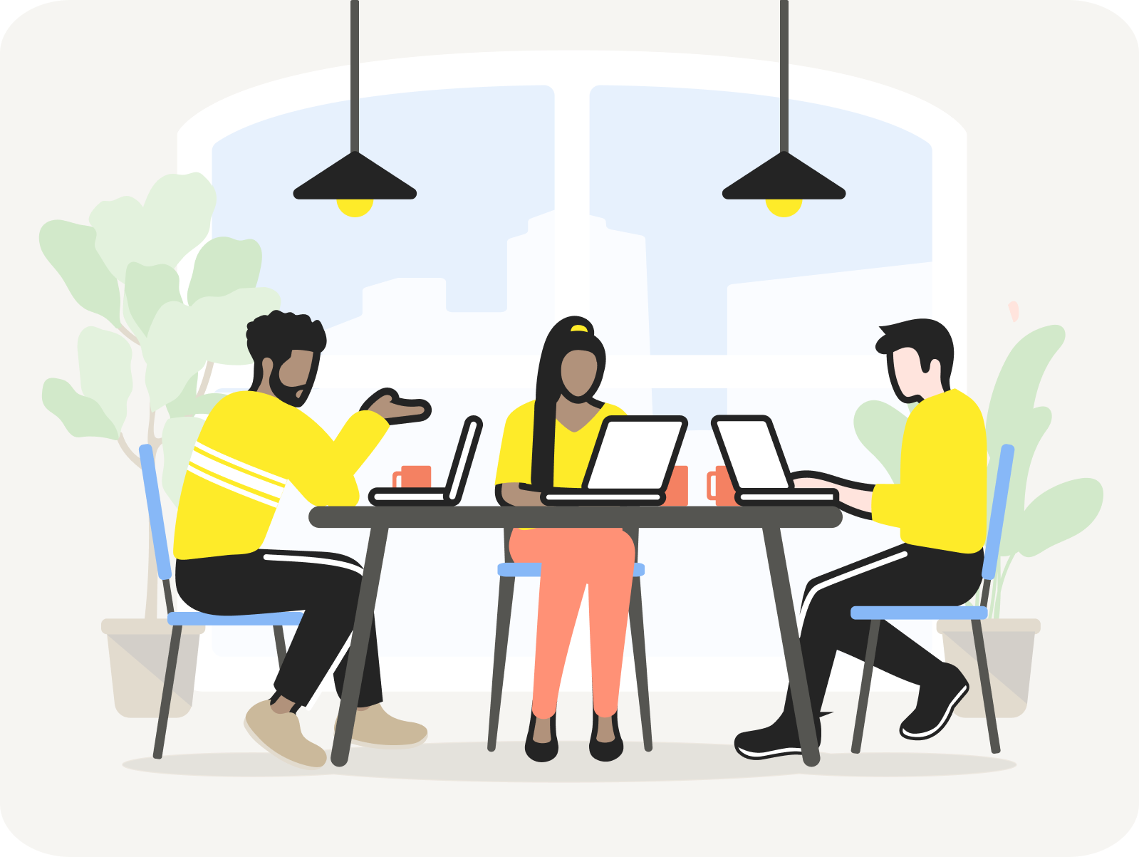 3 photos of people working
