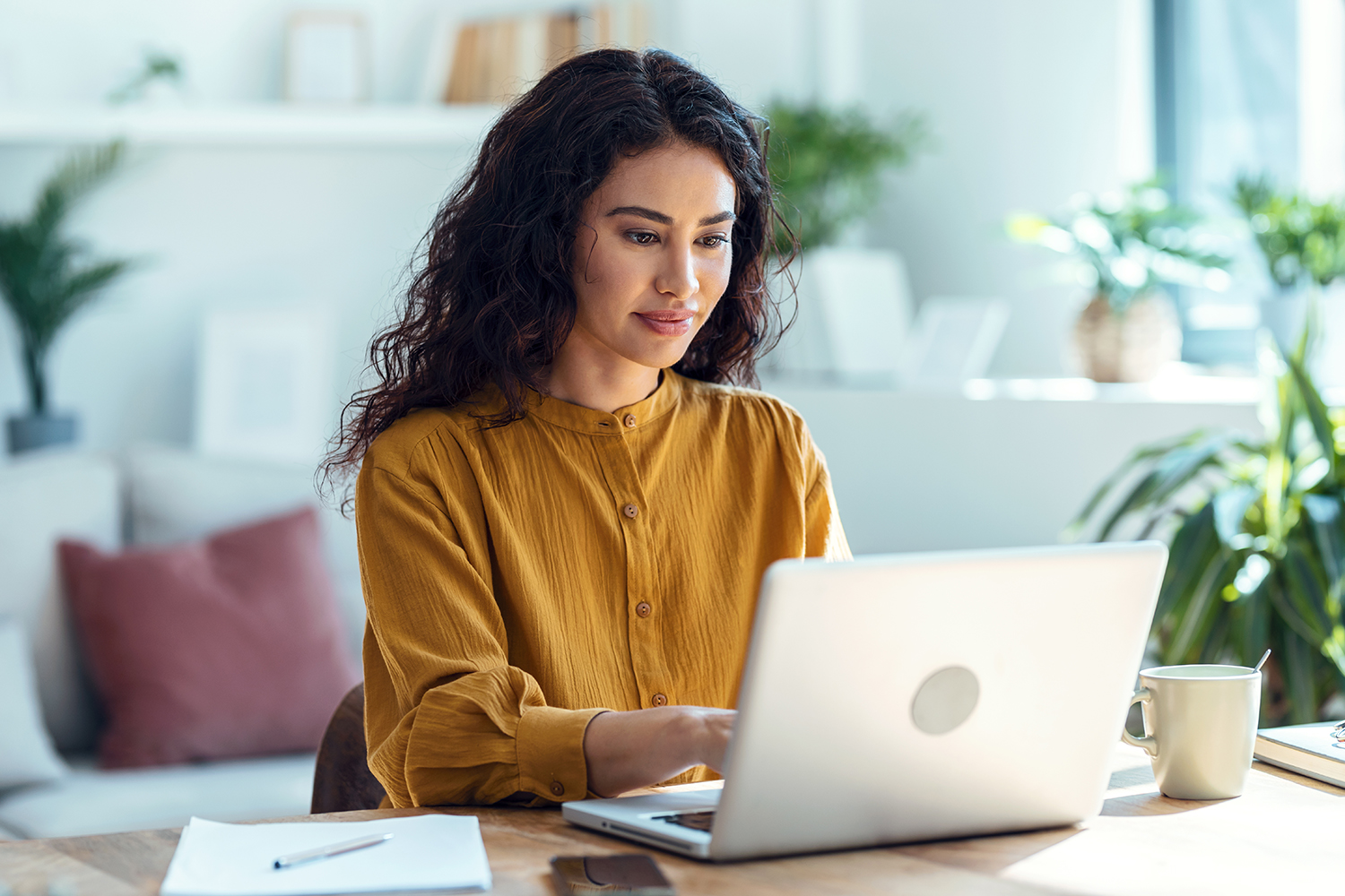 Woman working on a laptop