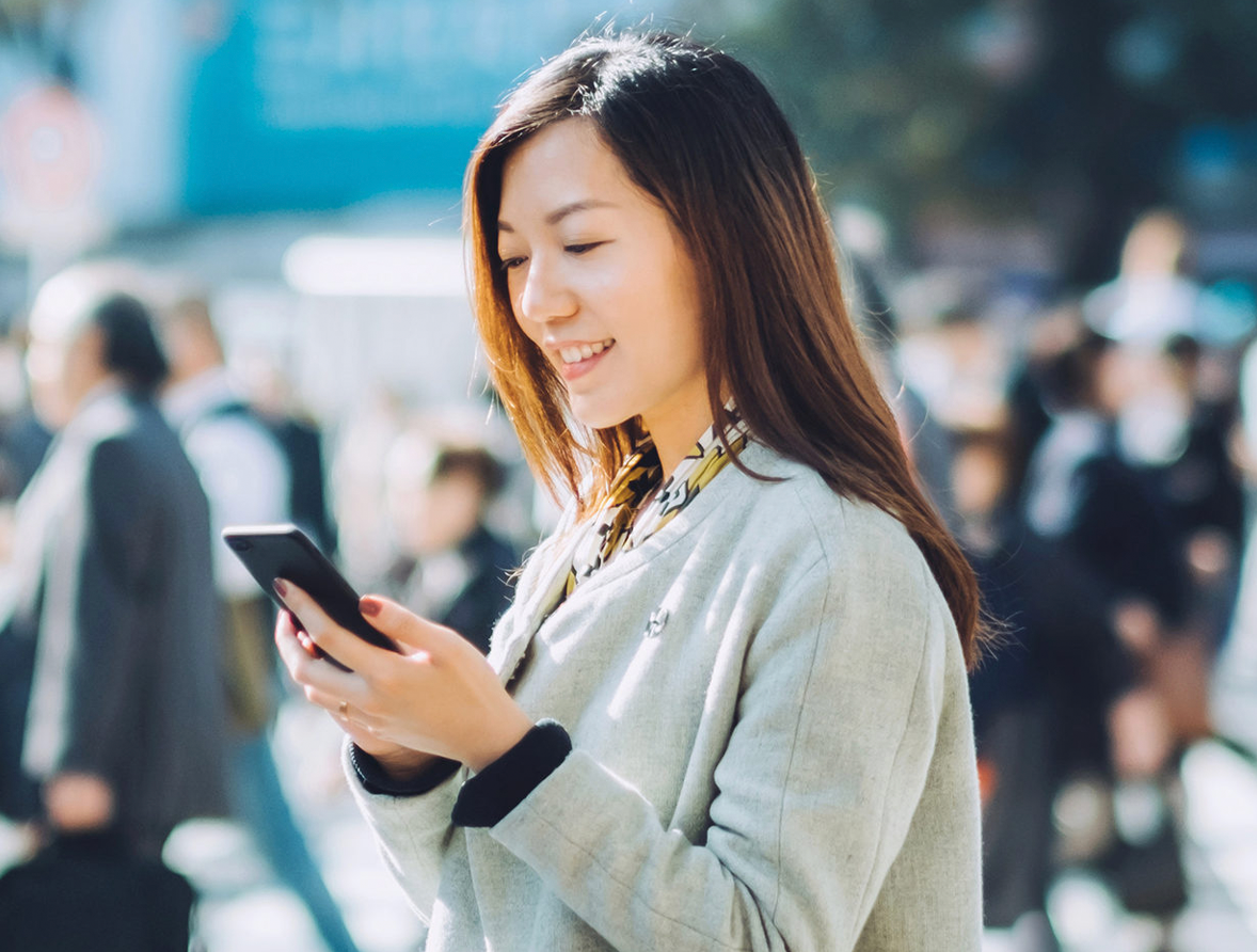 Woman looking at phone