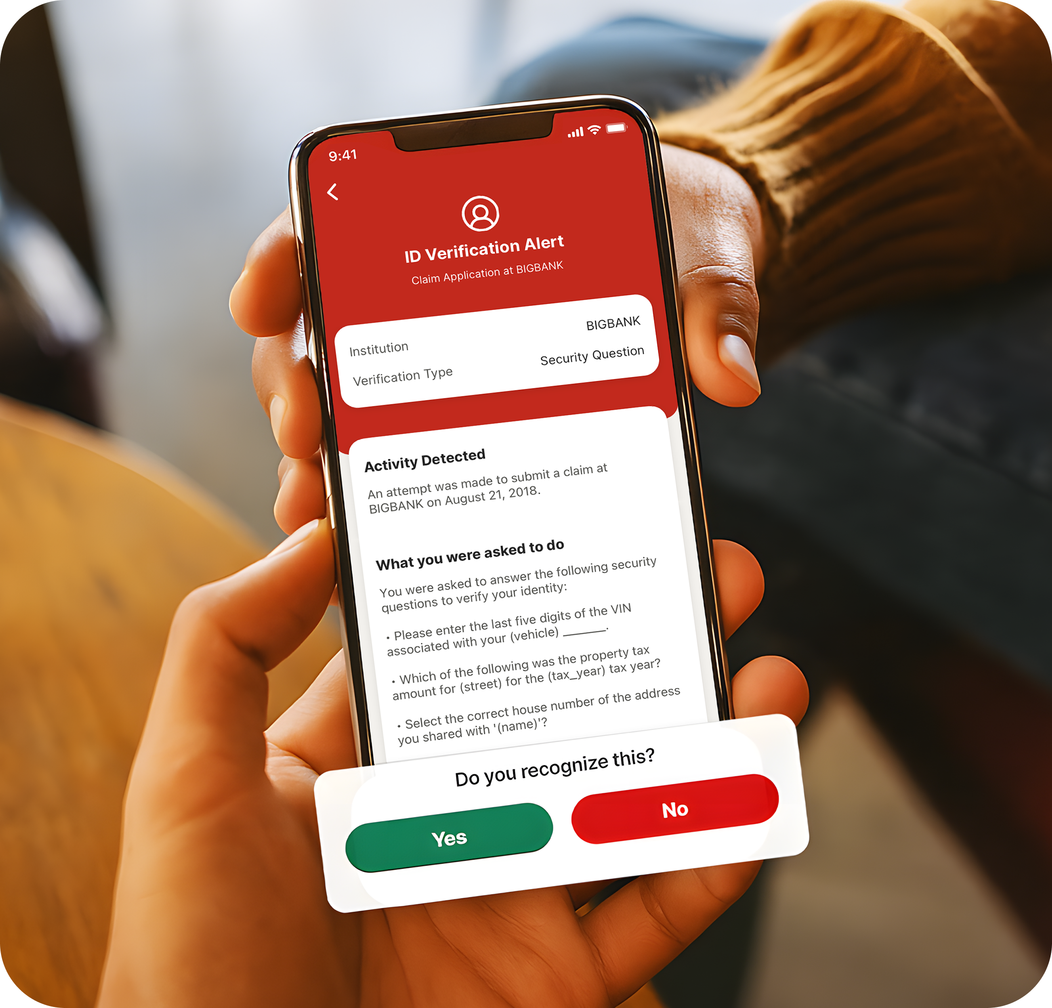 Person looking at LifeLock app on phone