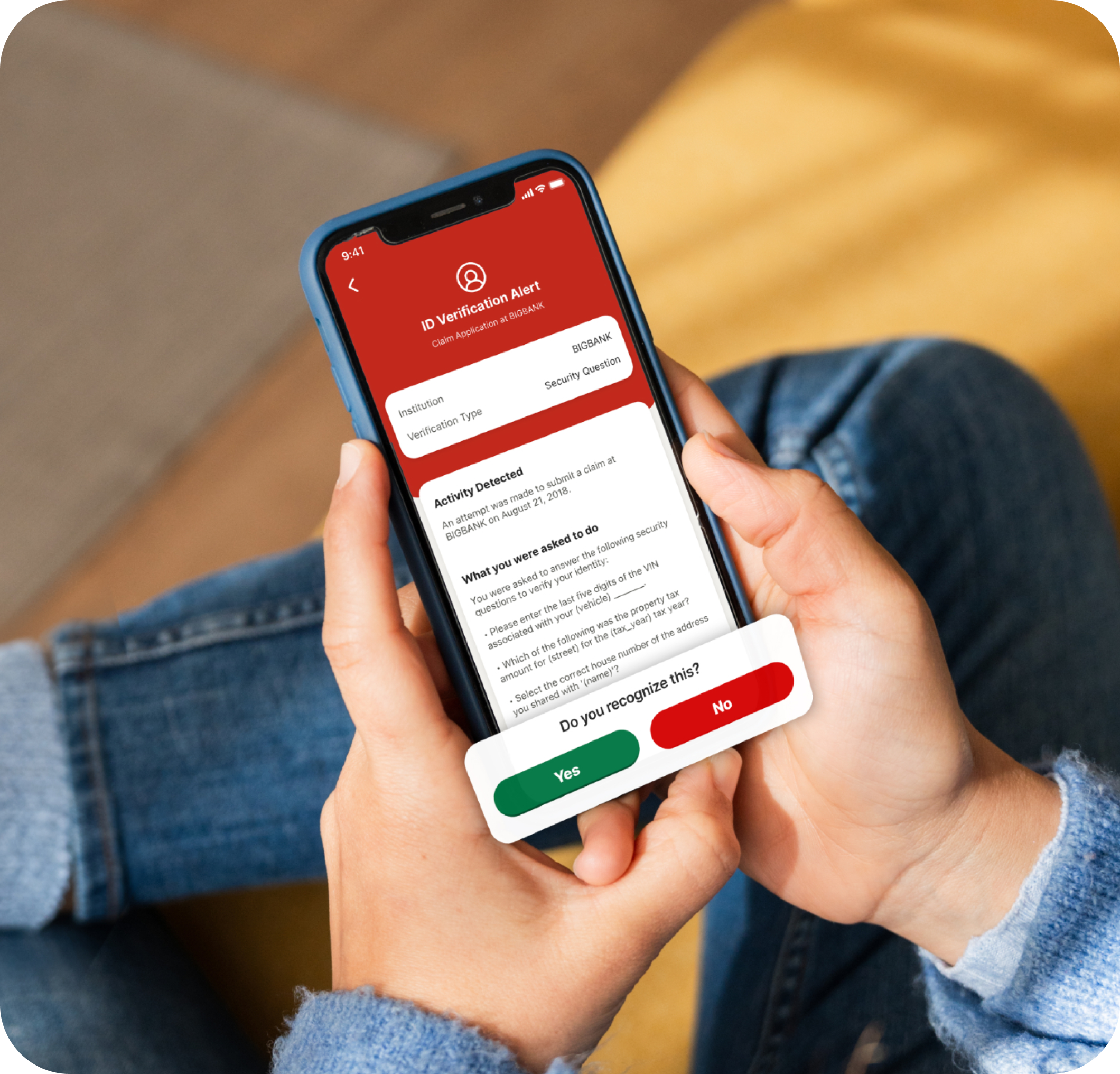 person looking at LifeLock app on phone